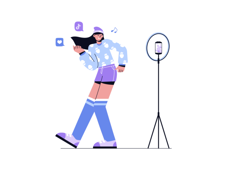 A TikTok blogger is recording a video and using Zeemo to subtitle it