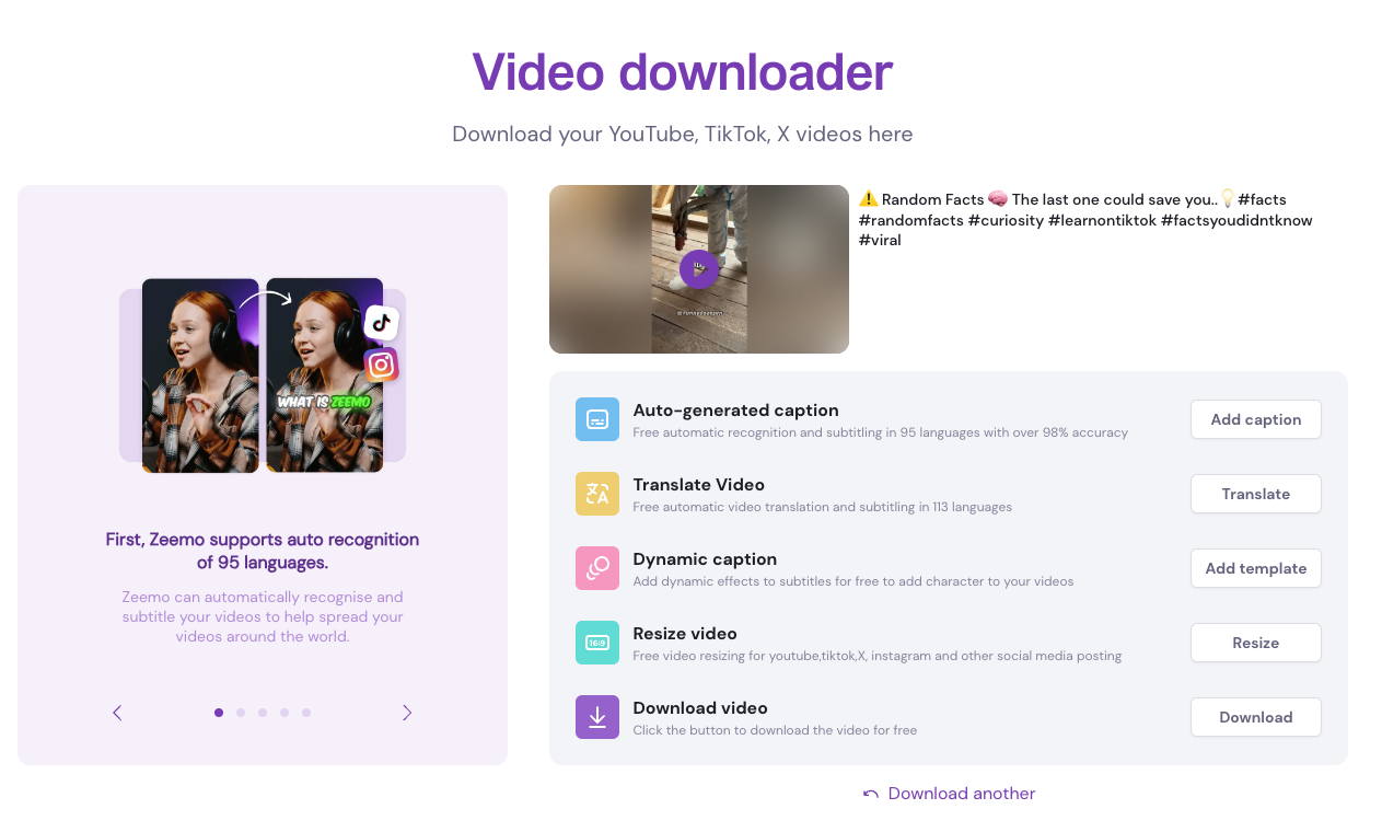 Features of Zeemo's TikTok video downloader beyond downloading