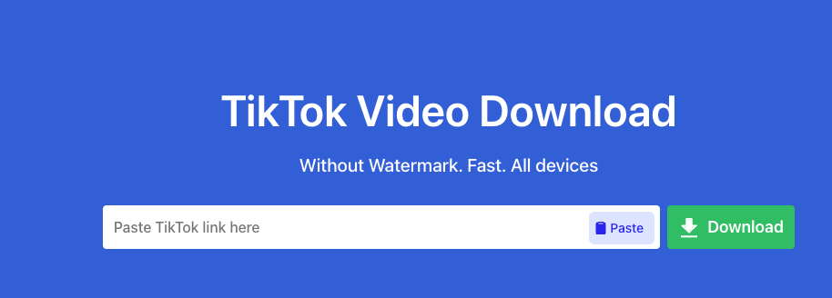 Snaptik's TikTok video downloader home page