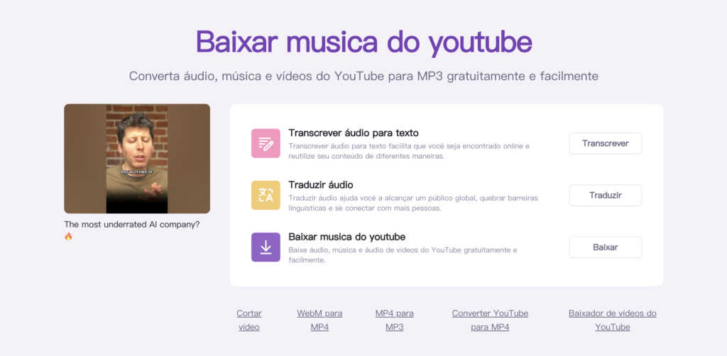 Cole o link para baixar músicas do YouTube