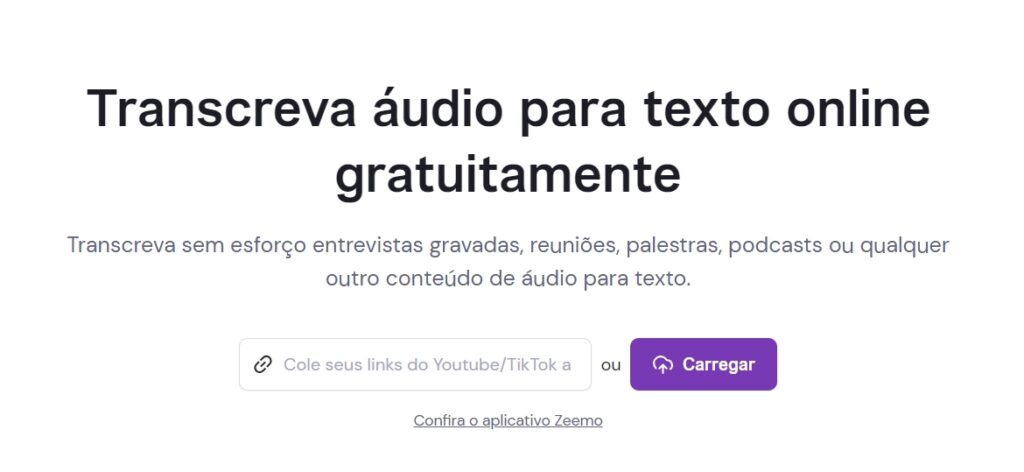 Áudio para texto on-line
