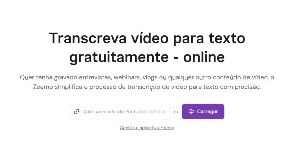 Vídeo on-line para texto
