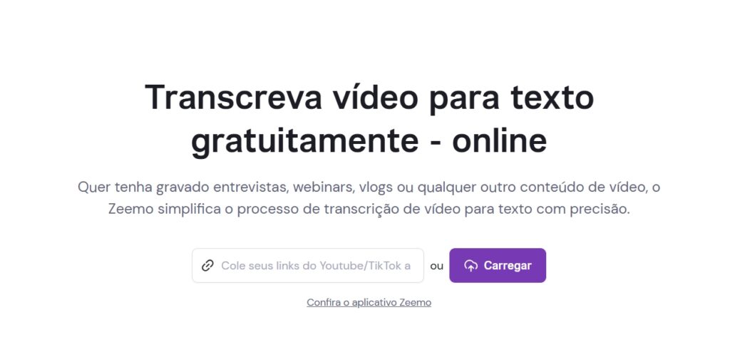 Vídeo on-line para texto