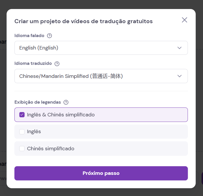 exibicao de legendas
