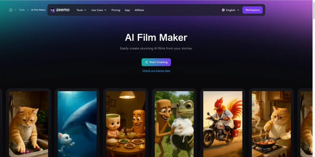 Zeemo's AI film maker feature