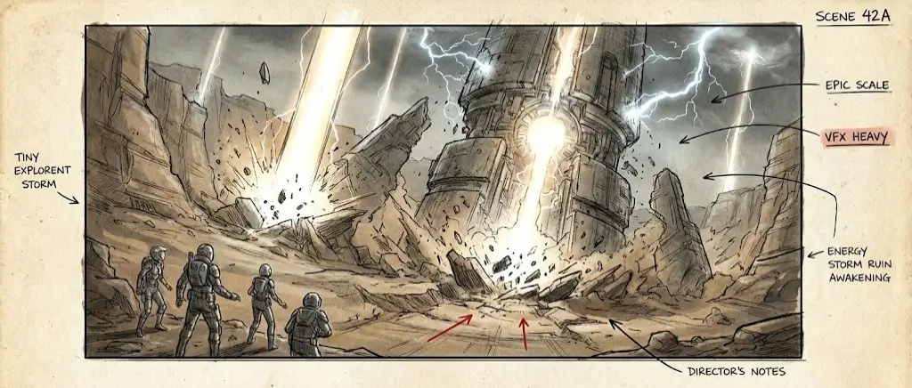 A movie storyboard drawn with AI